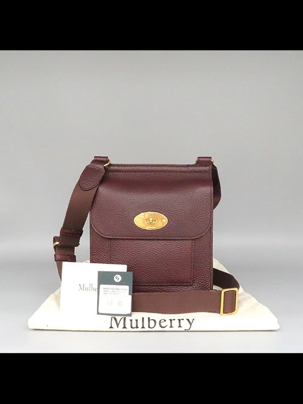 Mulberry Burgundy Leather Crossbody with Gold-Tone Turn Lock